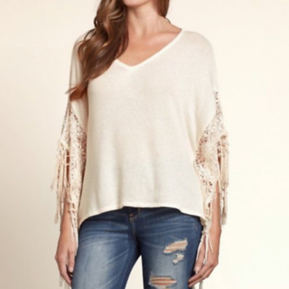 Hollister Lace Fringe Poncho